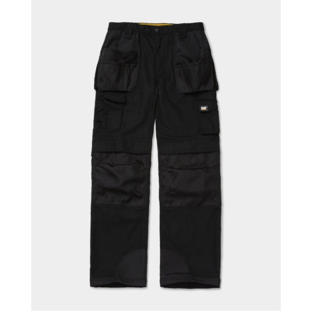 CAT Caterpillar Black Work Cargo Pants Tool Pockets Utility Workwear W L 38/30